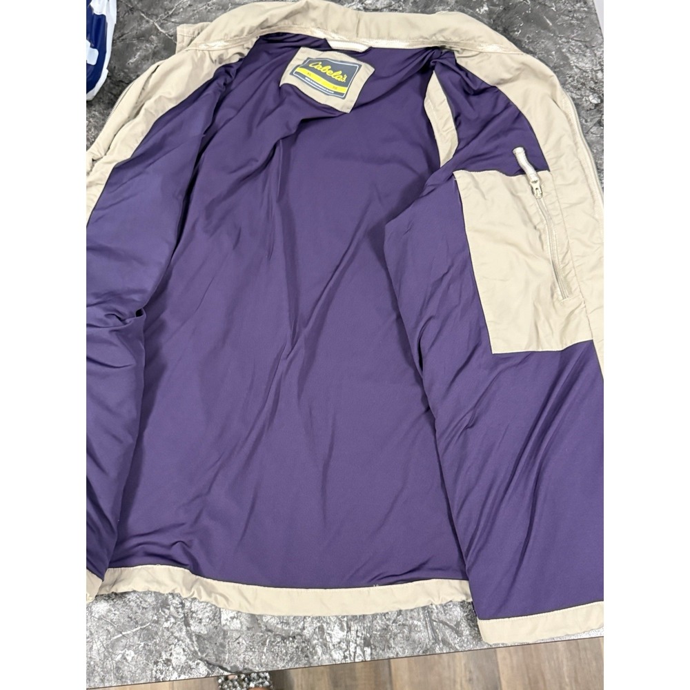 Cabela's Womens Full Zip Nylon Outerwear Vest Adjustable Pockets Beige Sz XL - Picture 6 of 9